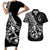 Personalised Polynesia Couples Matching Short Sleeve Bodycon Dress and Hawaiian Shirt Fish Hook Tattoo Go Fishing Polynesian Pattern Black LT14 Black - Polynesian Pride