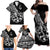 Personalised Polynesia Family Matching Off Shoulder Maxi Dress and Hawaiian Shirt Fish Hook Tattoo Go Fishing Polynesian Pattern Black LT14 - Polynesian Pride