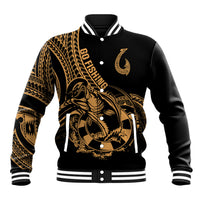 Polynesia Baseball Jacket Fish Hook Tattoo Go Fishing Polynesian Pattern Gold LT14 Unisex Gold - Polynesian Pride