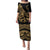 Polynesia Family Matching Puletasi Dress and Hawaiian Shirt Fish Hook Tattoo Go Fishing Polynesian Pattern Gold LT14 Mom's Dress Gold - Polynesian Pride