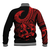 Polynesia Baseball Jacket Fish Hook Tattoo Go Fishing Polynesian Pattern Red LT14 - Polynesian Pride