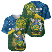 Solomon Islands Baseball Jersey Tropical Leaves With Melanesian Pattern LT14 - Polynesian Pride