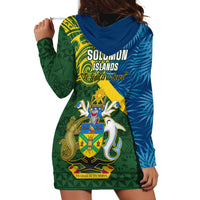 Solomon Islands Hoodie Dress Tropical Leaves With Melanesian Pattern LT14 - Polynesian Pride