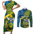 Personalised Solomon Islands Couples Matching Short Sleeve Bodycon Dress and Long Sleeve Button Shirts Tropical Leaves With Melanesian Pattern LT14 Green - Polynesian Pride