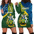 Personalised Solomon Islands Hoodie Dress Tropical Leaves With Melanesian Pattern LT14 - Polynesian Pride