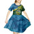 Personalised Solomon Islands Kid Short Sleeve Dress Tropical Leaves With Melanesian Pattern LT14 - Polynesian Pride