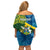 Personalised Solomon Islands Off Shoulder Short Dress Tropical Leaves With Melanesian Pattern LT14 - Polynesian Pride