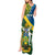 Personalised Solomon Islands Tank Maxi Dress Tropical Leaves With Melanesian Pattern LT14 - Polynesian Pride