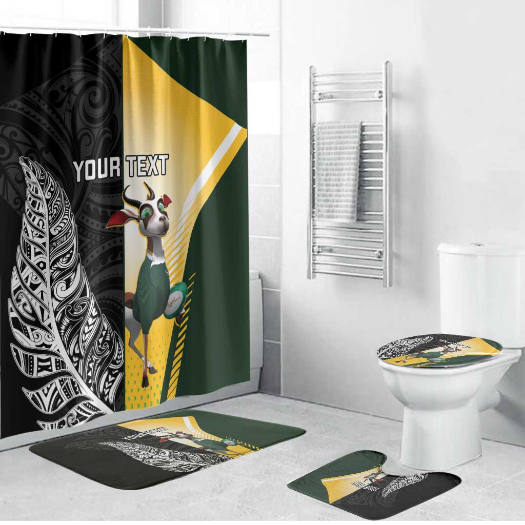 New Zealand and South Africa Rugby Custom Bathroom Set Maori Silver Fern Springbok Together LT14 Bathroom Set (4 pcs) Black - Polynesian Pride