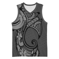Polynesia Manta Ray Tattoo Basketball Jersey Tropical Plumeria Gray Polynesian Pattern LT14 Unisex Gray - Polynesian Pride