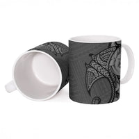 Polynesia Manta Ray Tattoo Ceramic Mug Tropical Plumeria Gray Polynesian Pattern LT14 - Polynesian Pride