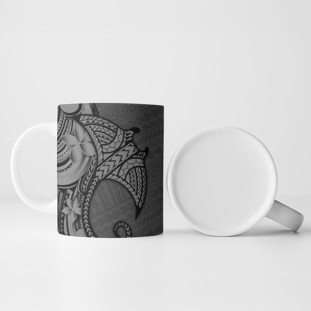 Polynesia Manta Ray Tattoo Ceramic Mug Tropical Plumeria Gray Polynesian Pattern LT14 - Polynesian Pride