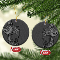 Polynesia Manta Ray Tattoo Ceramic Ornament Tropical Plumeria Gray Polynesian Pattern LT14 Circle Gray - Polynesian Pride