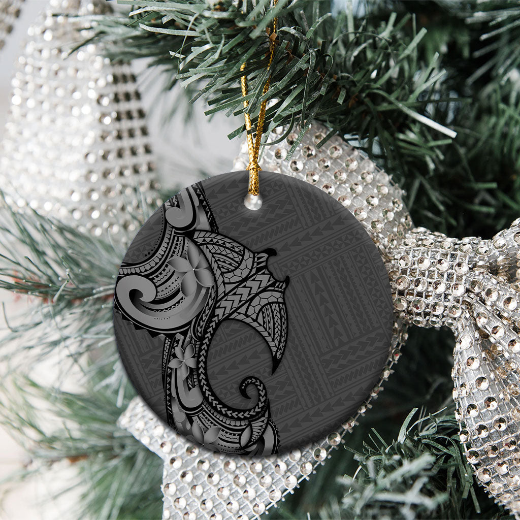 Polynesia Manta Ray Tattoo Ceramic Ornament Tropical Plumeria Gray Polynesian Pattern LT14 - Polynesian Pride