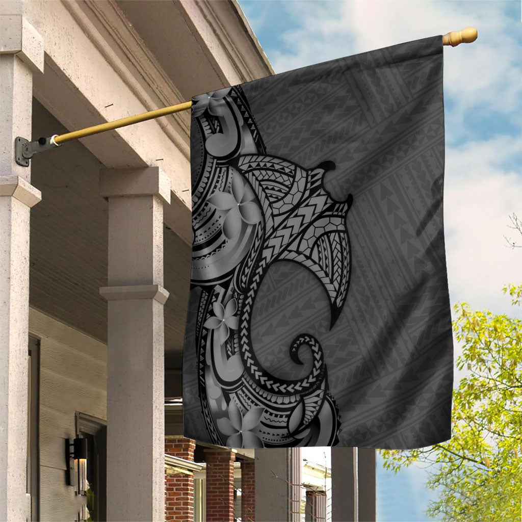 Polynesia Manta Ray Tattoo Garden Flag Tropical Plumeria Gray Polynesian Pattern LT14 House Flag Gray - Polynesian Pride