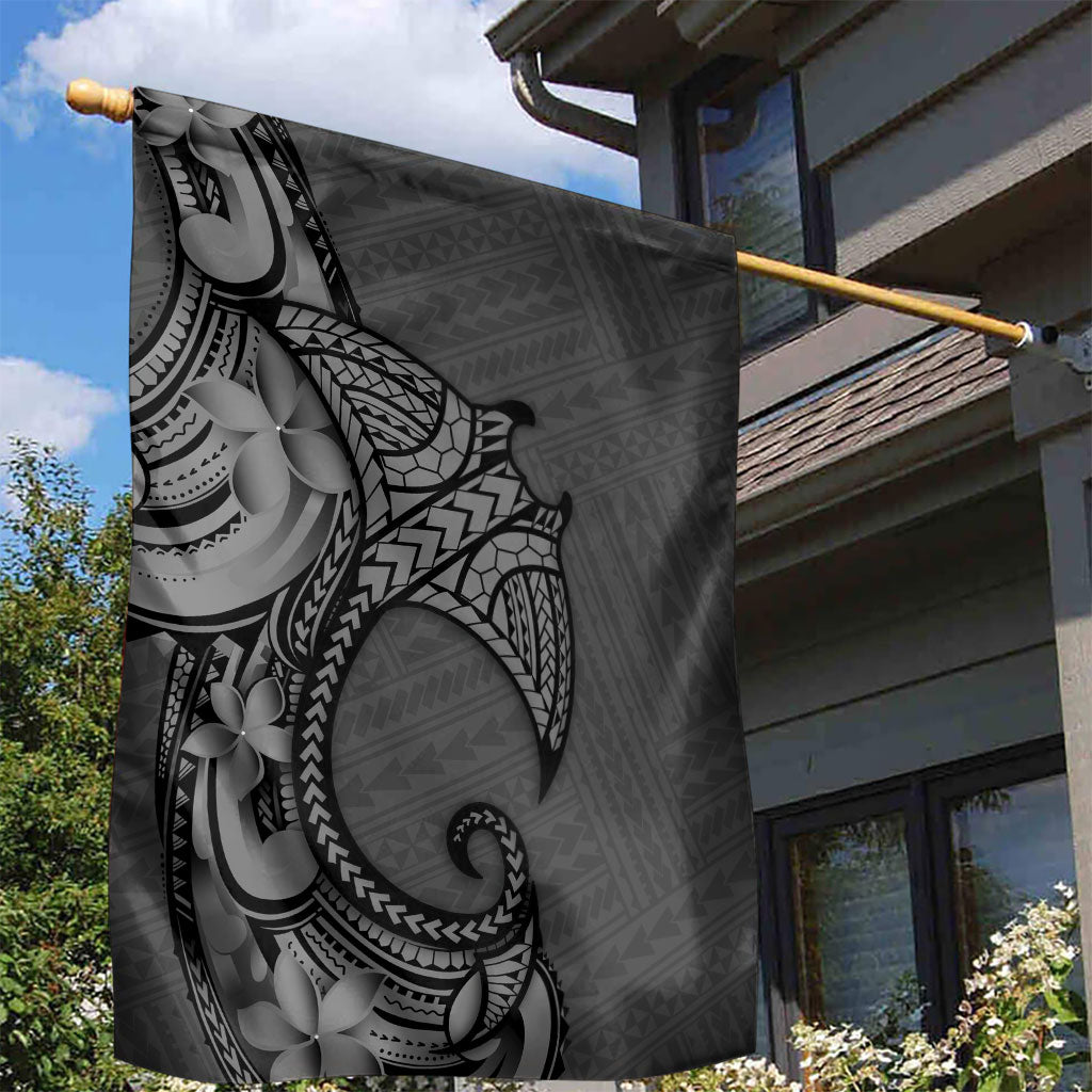 Polynesia Manta Ray Tattoo Garden Flag Tropical Plumeria Gray Polynesian Pattern LT14 - Polynesian Pride