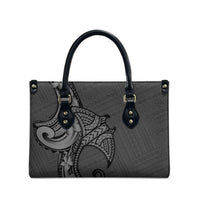 Polynesia Manta Ray Tattoo Leather Bag Tropical Plumeria Gray Polynesian Pattern LT14 - Polynesian Pride