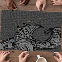 Polynesia Manta Ray Tattoo Puzzle Tropical Plumeria Gray Polynesian Pattern LT14 - Polynesian Pride
