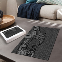 Polynesia Manta Ray Tattoo Puzzle Tropical Plumeria Gray Polynesian Pattern LT14 - Polynesian Pride