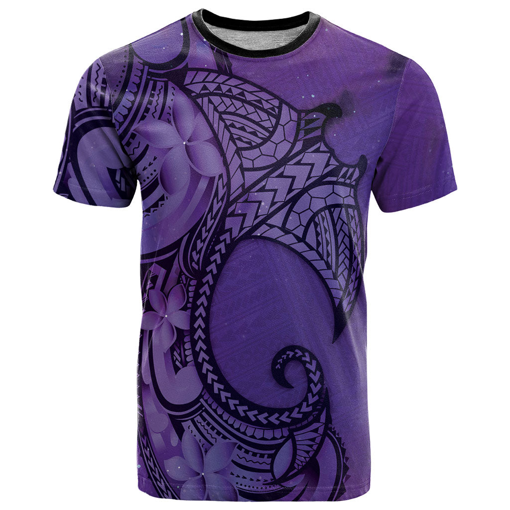 Polynesia Manta Ray Tattoo T Shirt Tropical Plumeria Purple Polynesian Pattern