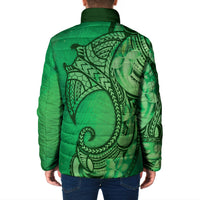 Polynesia Manta Ray Tattoo Padded Jacket Tropical Plumeria Green Polynesian Pattern LT14 - Polynesian Pride