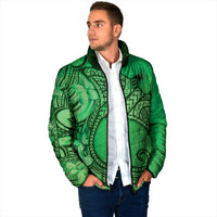 Polynesia Manta Ray Tattoo Padded Jacket Tropical Plumeria Green Polynesian Pattern LT14 - Polynesian Pride