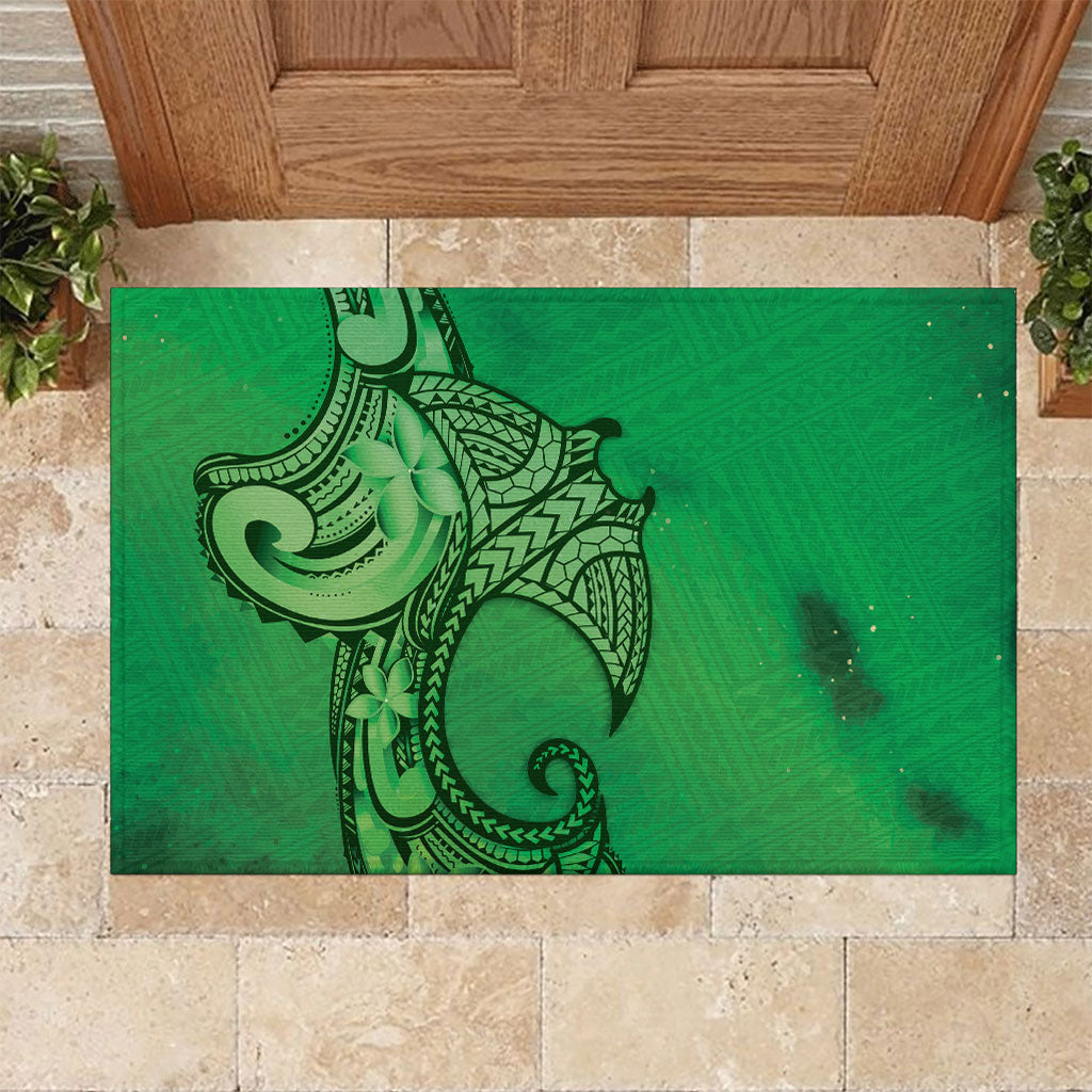 Polynesia Manta Ray Tattoo Rubber Doormat Tropical Plumeria Green Polynesian Pattern LT14 Green - Polynesian Pride