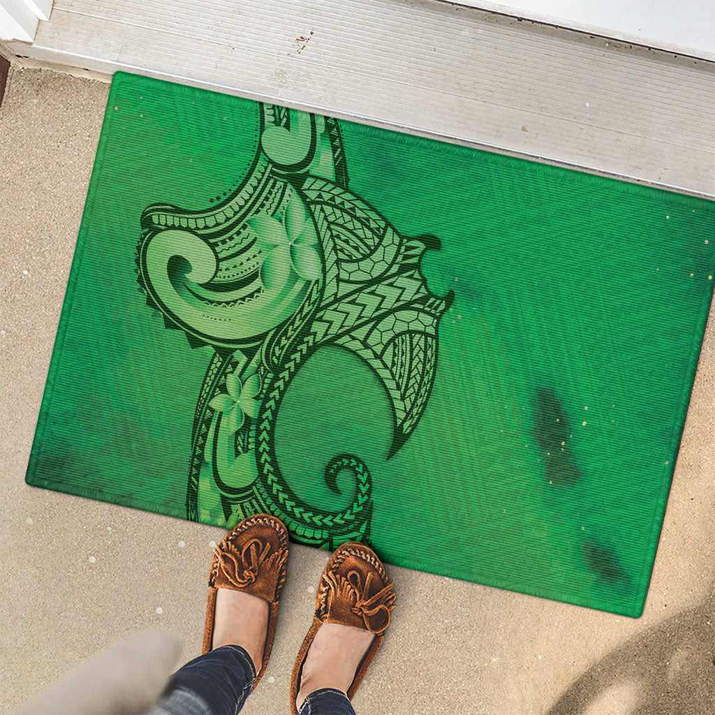 Polynesia Manta Ray Tattoo Rubber Doormat Tropical Plumeria Green Polynesian Pattern LT14 - Polynesian Pride