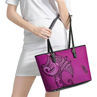 Polynesia Manta Ray Tattoo Leather Tote Bag Tropical Plumeria Pink Polynesian Pattern LT14 - Polynesian Pride