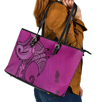 Polynesia Manta Ray Tattoo Leather Tote Bag Tropical Plumeria Pink Polynesian Pattern LT14 - Polynesian Pride