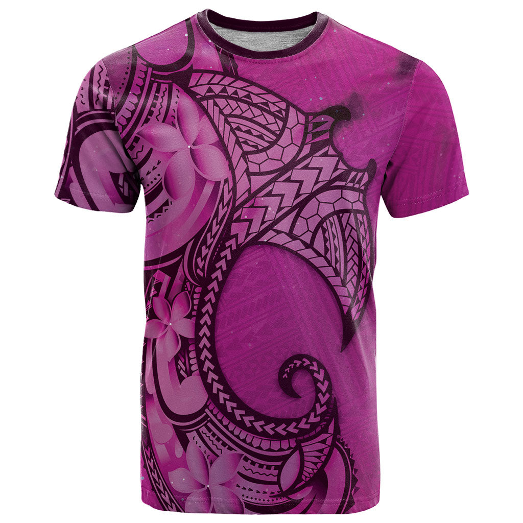 Polynesia Manta Ray Tattoo T Shirt Tropical Plumeria Pink Polynesian Pattern
