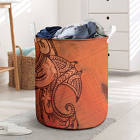 Polynesia Manta Ray Tattoo Laundry Basket Tropical Plumeria Orange Polynesian Pattern LT14 Orange - Polynesian Pride