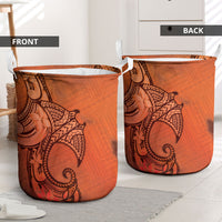 Polynesia Manta Ray Tattoo Laundry Basket Tropical Plumeria Orange Polynesian Pattern LT14 - Polynesian Pride