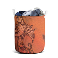 Polynesia Manta Ray Tattoo Laundry Basket Tropical Plumeria Orange Polynesian Pattern LT14 - Polynesian Pride