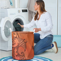 Polynesia Manta Ray Tattoo Laundry Basket Tropical Plumeria Orange Polynesian Pattern LT14 - Polynesian Pride