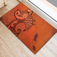 Polynesia Manta Ray Tattoo Rubber Doormat Tropical Plumeria Orange Polynesian Pattern LT14 - Polynesian Pride