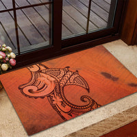 Polynesia Manta Ray Tattoo Rubber Doormat Tropical Plumeria Orange Polynesian Pattern LT14 - Polynesian Pride