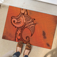 Polynesia Manta Ray Tattoo Rubber Doormat Tropical Plumeria Orange Polynesian Pattern LT14 - Polynesian Pride