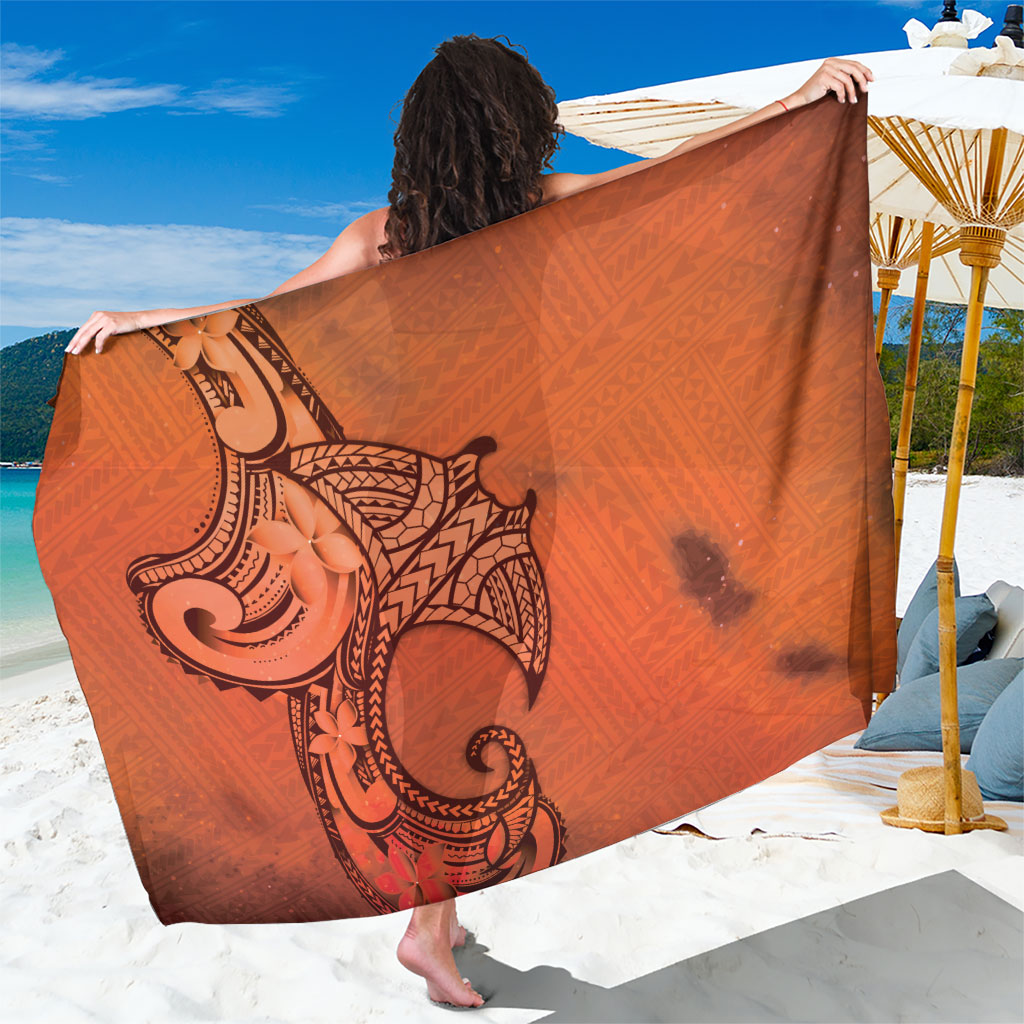 Polynesia Manta Ray Tattoo Sarong Tropical Plumeria Orange Polynesian Pattern LT14 One Size 44 x 66 inches Orange - Polynesian Pride