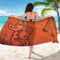 Polynesia Manta Ray Tattoo Sarong Tropical Plumeria Orange Polynesian Pattern LT14 - Polynesian Pride