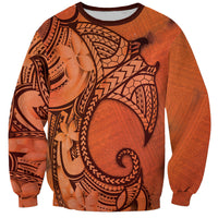 Polynesia Manta Ray Tattoo Sweatshirt Tropical Plumeria Orange Polynesian Pattern LT14 Unisex Orange - Polynesian Pride