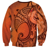 Polynesia Manta Ray Tattoo Sweatshirt Tropical Plumeria Orange Polynesian Pattern LT14 - Polynesian Pride