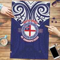 New Zealand United Tribes Te Kara Puzzle He Whakaputanga Maori Pattern LT14 Blue - Polynesian Pride