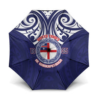 New Zealand United Tribes Te Kara Umbrella He Whakaputanga Maori Pattern LT14 One Size Folded 11.42 inch Opened Diameter 37.4 inch Blue - Polynesian Pride