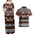 Bula Fiji Couples Matching Off Shoulder Maxi Dress and Hawaiian Shirt Fijian Tapa Masi With Hibiscus Flowers LT14 - Polynesian Pride