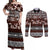 Bula Fiji Couples Matching Off Shoulder Maxi Dress and Long Sleeve Button Shirt Fijian Tapa Masi With Hibiscus Flowers LT14 Brown - Polynesian Pride