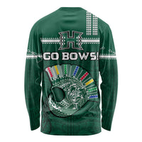 Hawaii Football Long Sleeve Shirt Kakau Rainbow Warriors Helmet Go Bows LT14 - Polynesian Pride