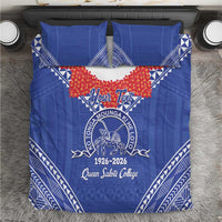 Queen Salote College 100 Years Personalized Bedding Set Tonga QSC Heilala Lei Blue Ngatu Pattern LT14 Blue - Polynesian Pride