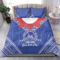 Queen Salote College 100 Years Personalized Bedding Set Tonga QSC Heilala Lei Blue Ngatu Pattern LT14 - Polynesian Pride