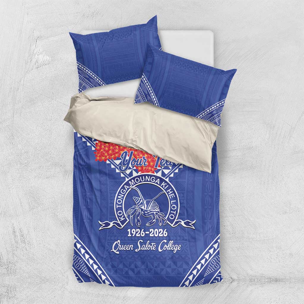 Queen Salote College 100 Years Personalized Bedding Set Tonga QSC Heilala Lei Blue Ngatu Pattern LT14 US Twin 172cm x 218cm Blue - Polynesian Pride